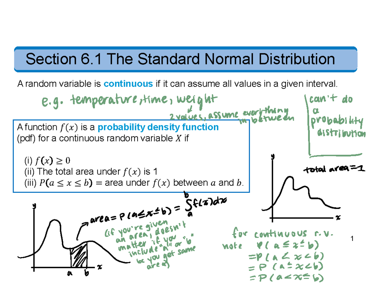 Section 6.1 Notes Stats 2B03 - 1 Section 6 The Standard Normal ...