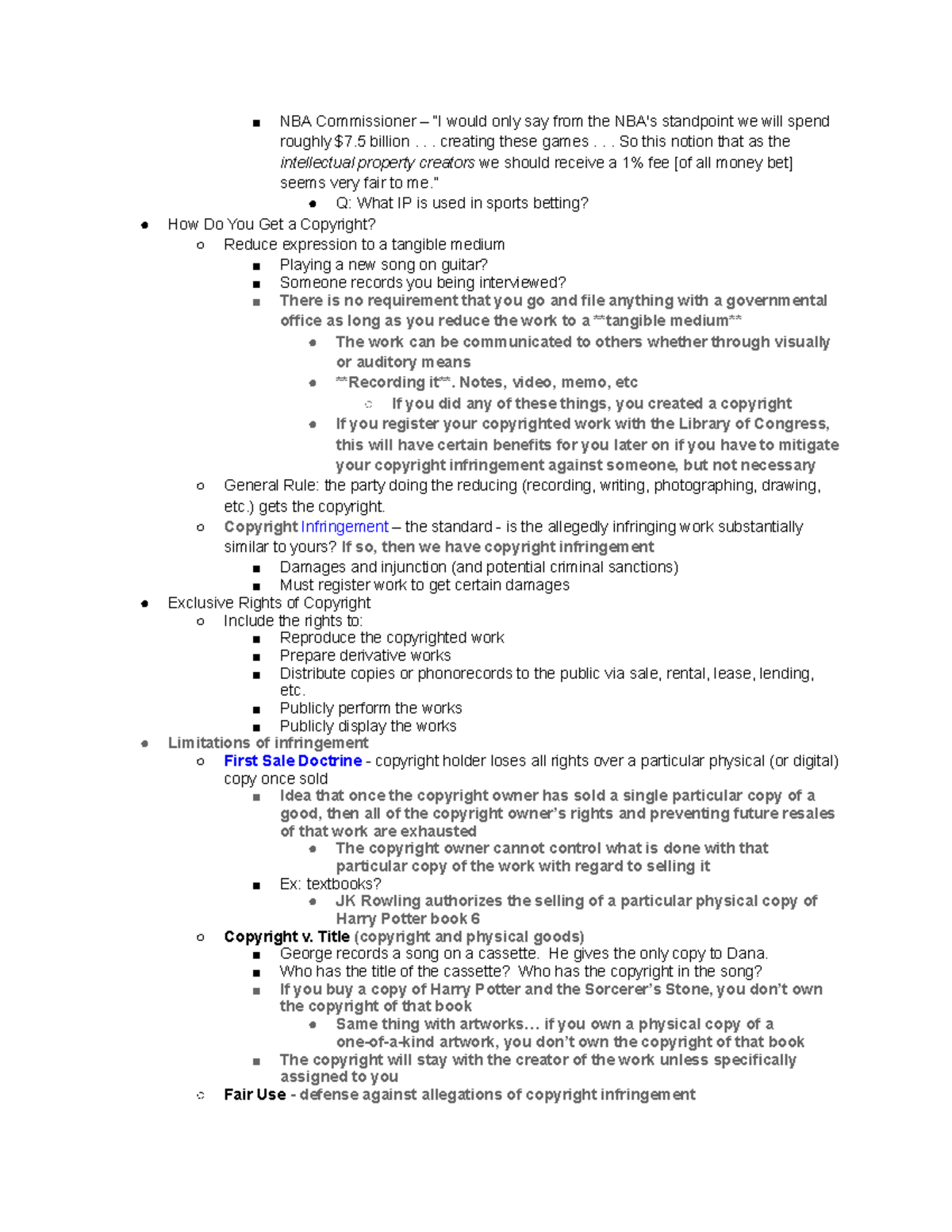 Midterm 3 review pt6 - NBA Commissioner – “I would only say from the ...