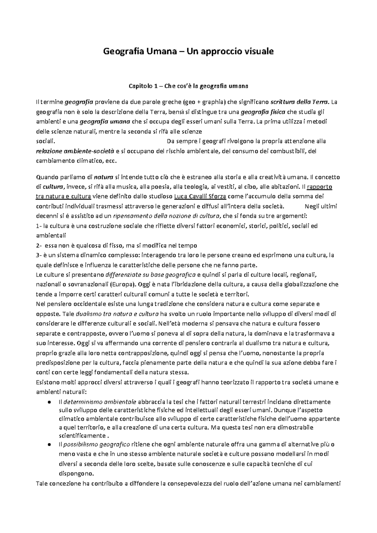 Un Approccio Visuale Geografia Umana