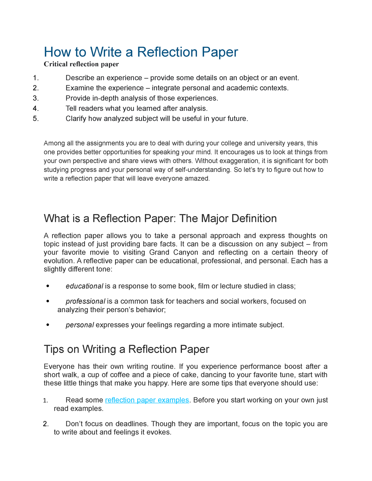 reflection paper about video presentation