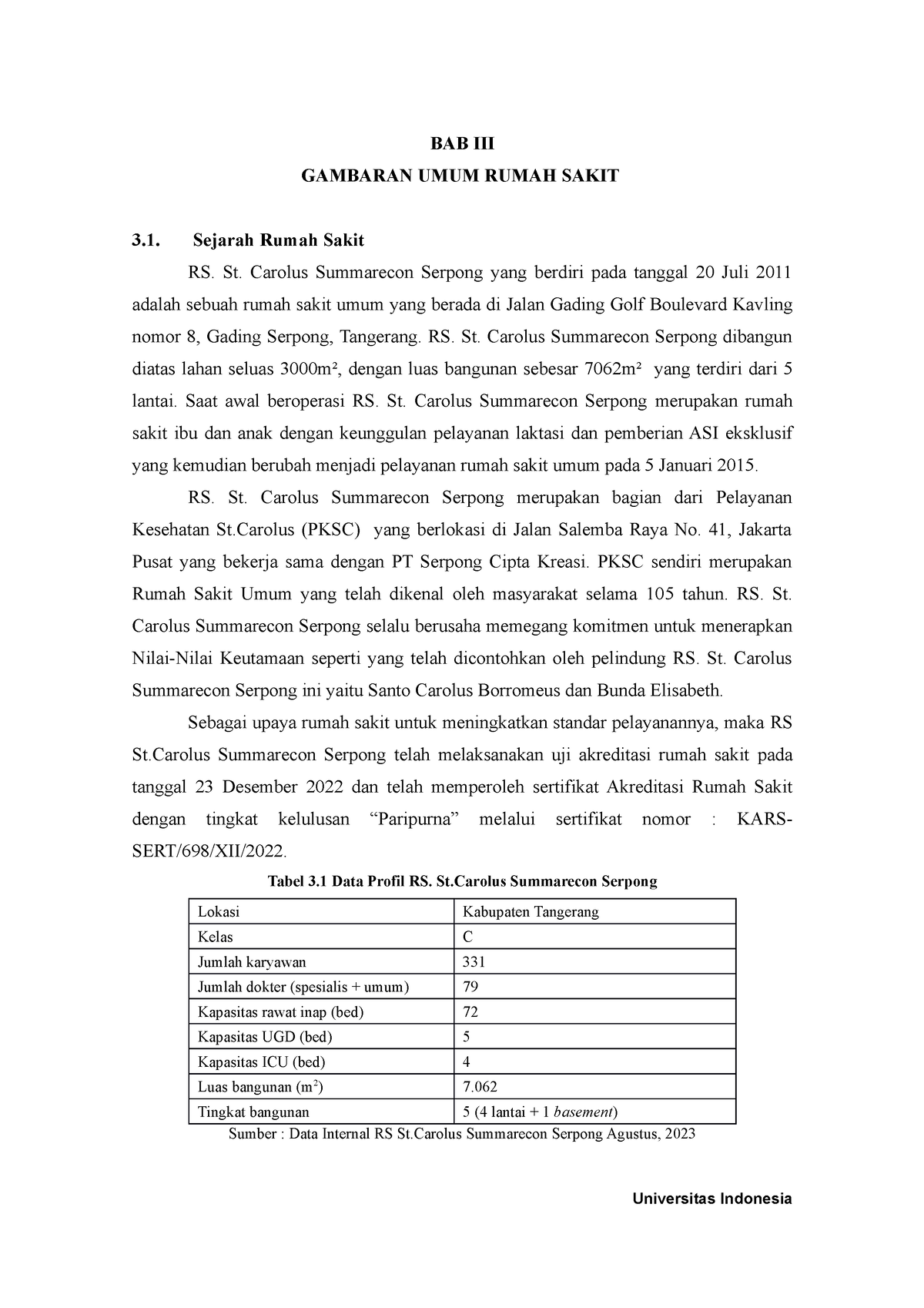 BAB III Gambaran Umum RS - BAB III GAMBARAN UMUM RUMAH SAKIT 3. Sejarah ...