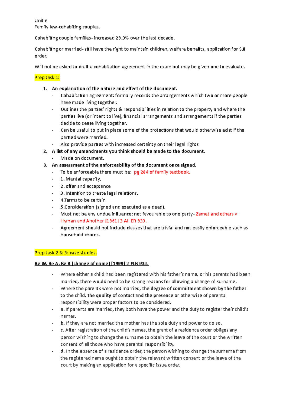 Unit 6- cohabiting couples - Unit 6 Family law-cohabiting couples ...