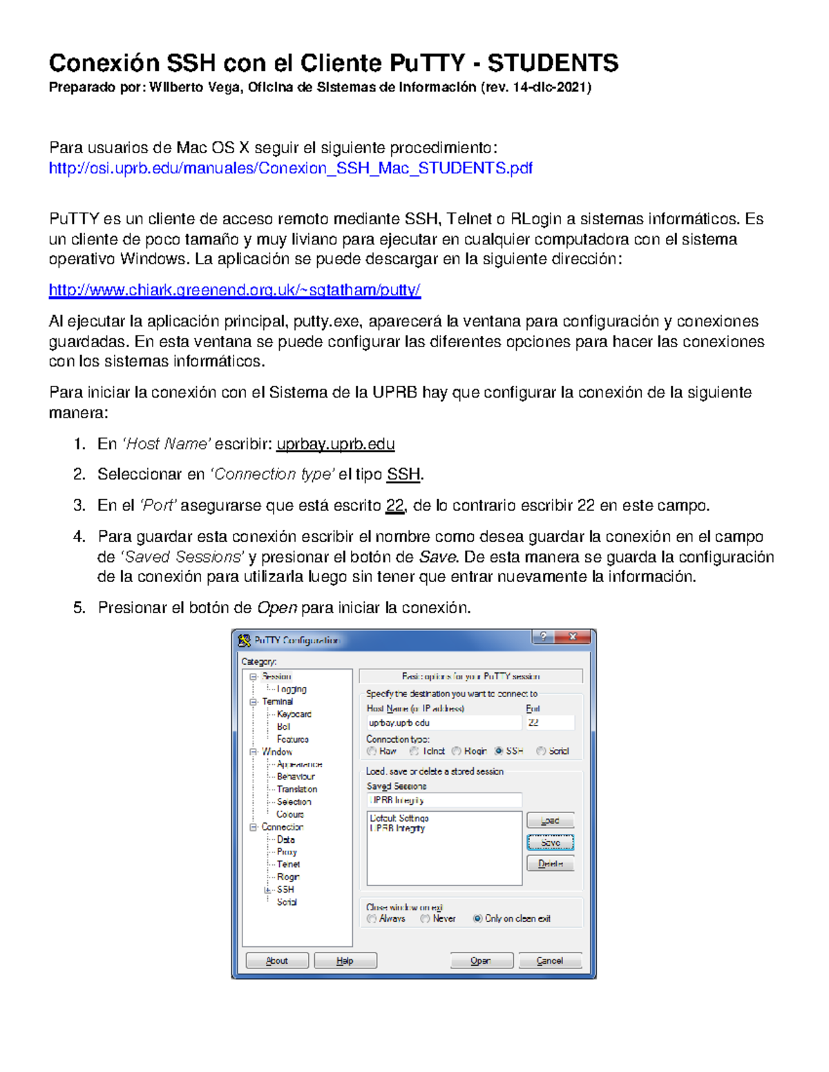Conexion SSH Pu TTY Students - Conexión SSH con el Cliente PuTTY ...