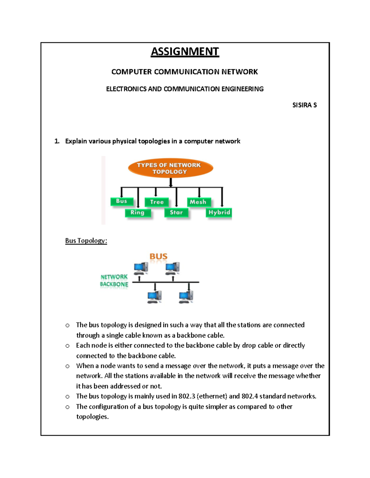 assignment on communication network