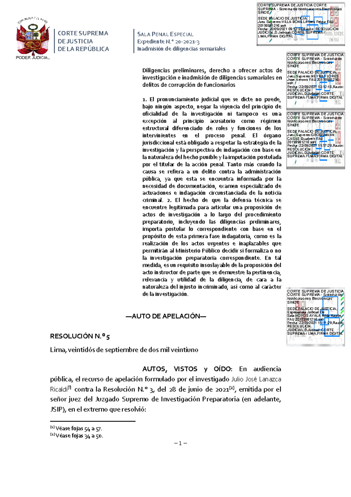 195.+Exp - Resolución - CORTE SUPREMA DE JUSTICIA DE LA REPÚBLICA SALA ...