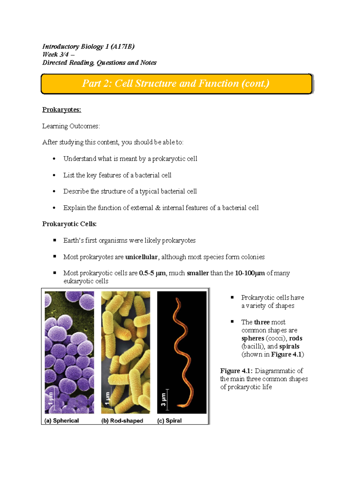 Part 2 - Lecture Notes 2 - Introductory Biology 1 (A17IB) Week 3/4 ...