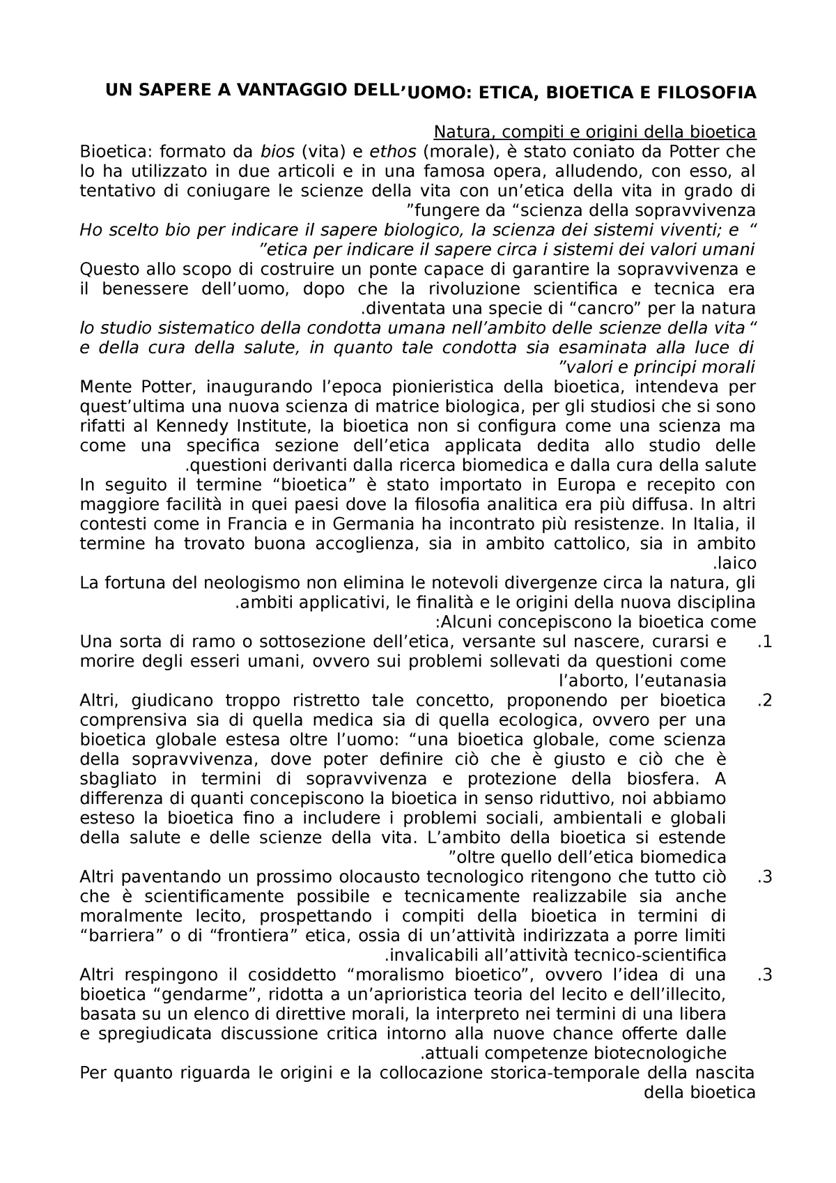 Sintesi Bioetica Cattolica E Bioetica Laica Un Sapere A Vantaggio Delluomo Etica Bioetica E 3084