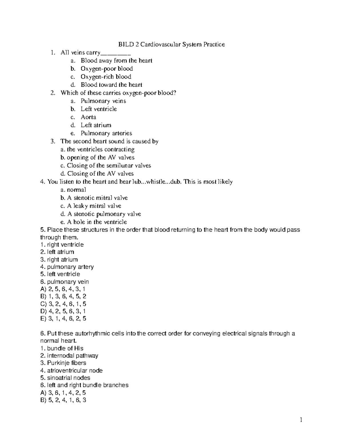 Bild 2 Cardio practice - BILD 2 Cardiovascular System Practice All ...