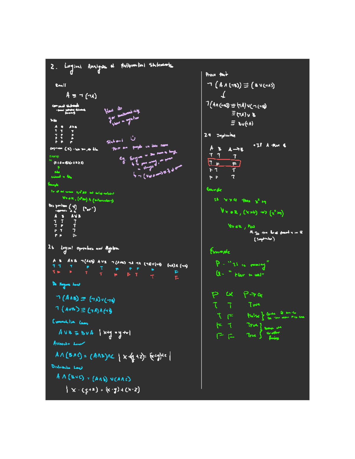 2. Logical Analysis of Mathematical Statements - Math 135 - Examp le ...