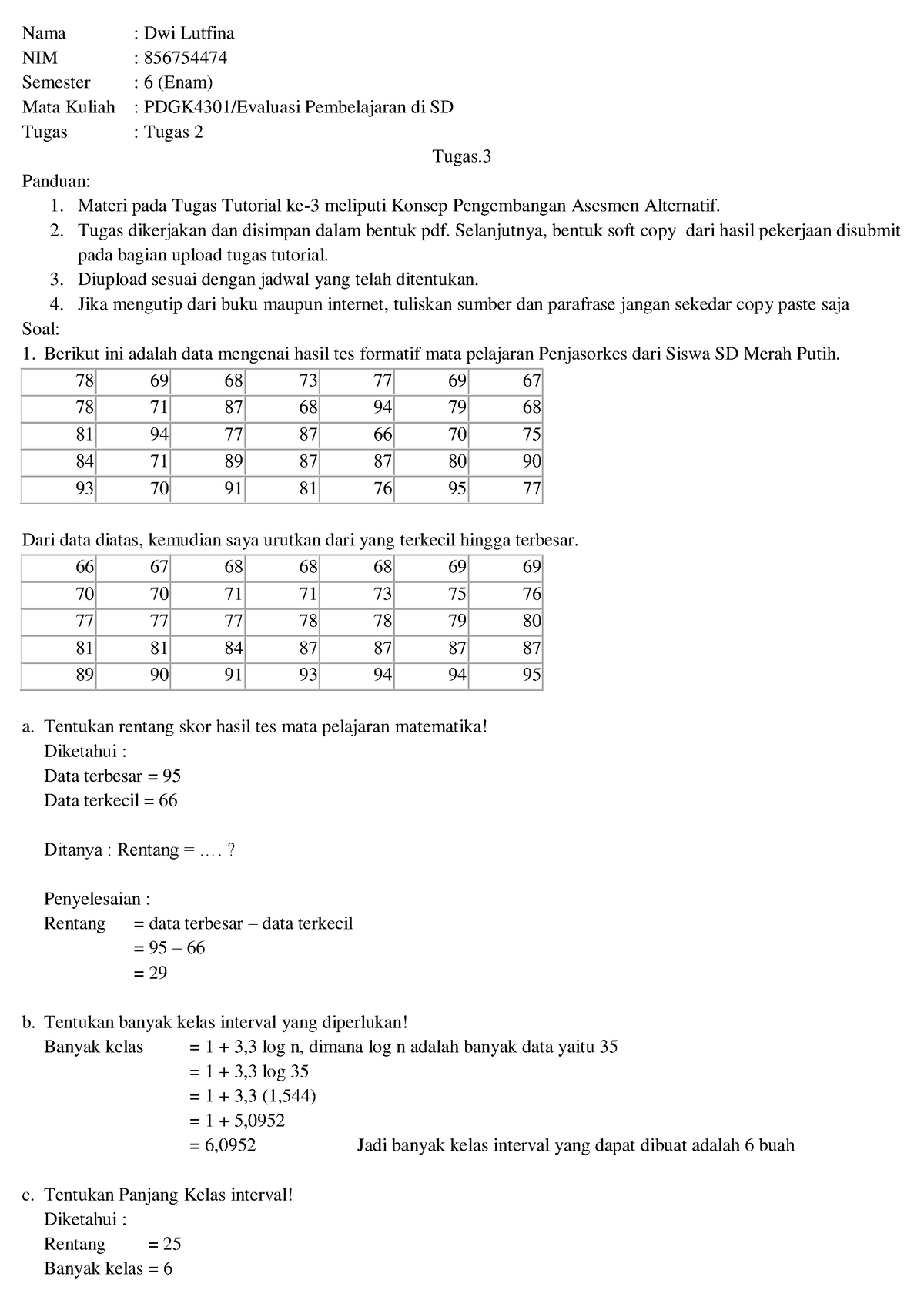 Tugas 3 PDGK4301 Evaluasi Pembelajaran Di SD - Nama : Dwi Lutfina NIM ...