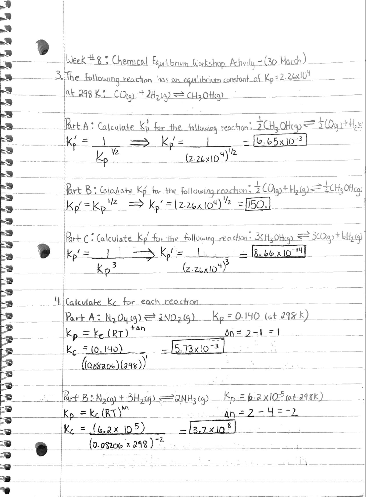 Week#8- Chemical Equilibrium - CHE 133 - Studocu