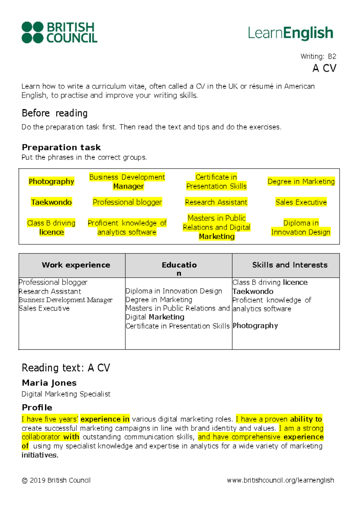 C.V- tips - tips de cv - Writing: B A CV Learn how to write a ...