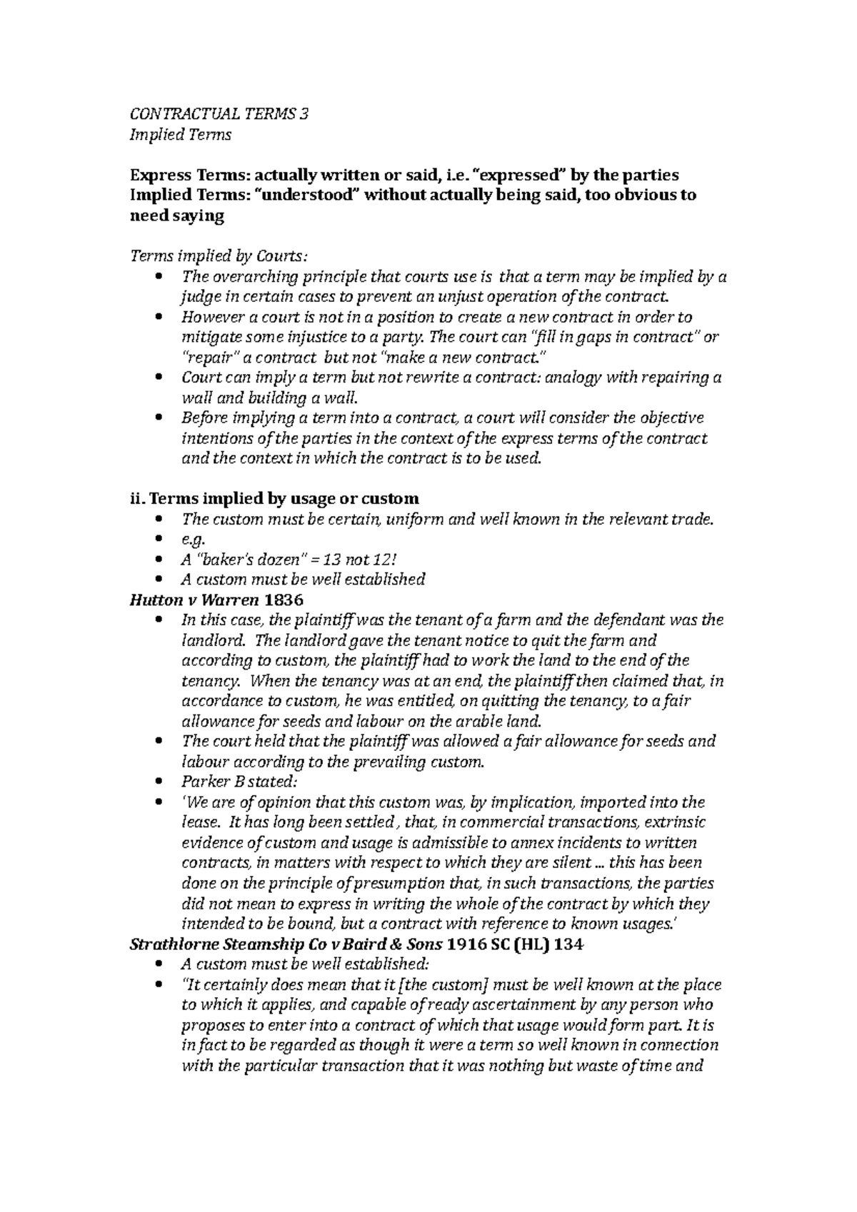 Contractual Terms 3 - nil - CONTRACTUAL TERMS 3 Implied Terms Express ...