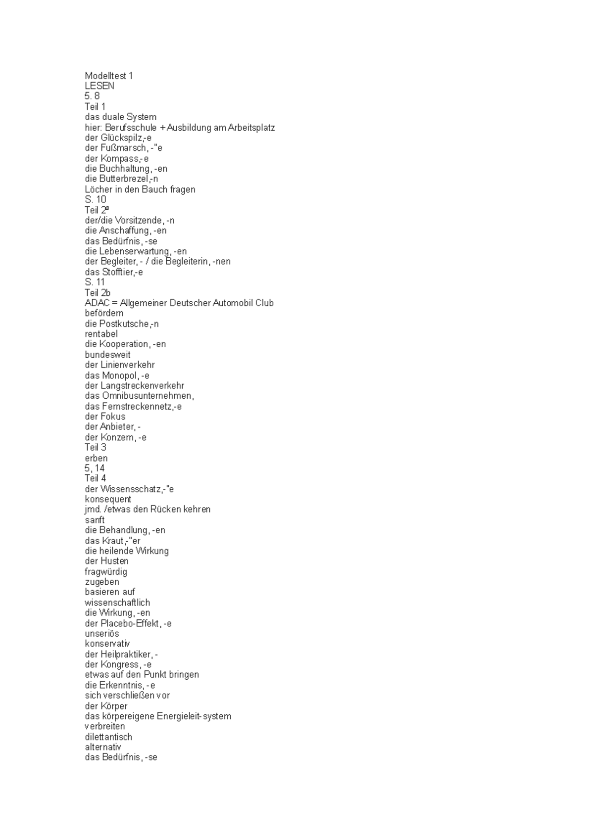 Vocabulario B1 - Modelltest 1 LESEN 5. 8 Teil 1 das duale System hier ...