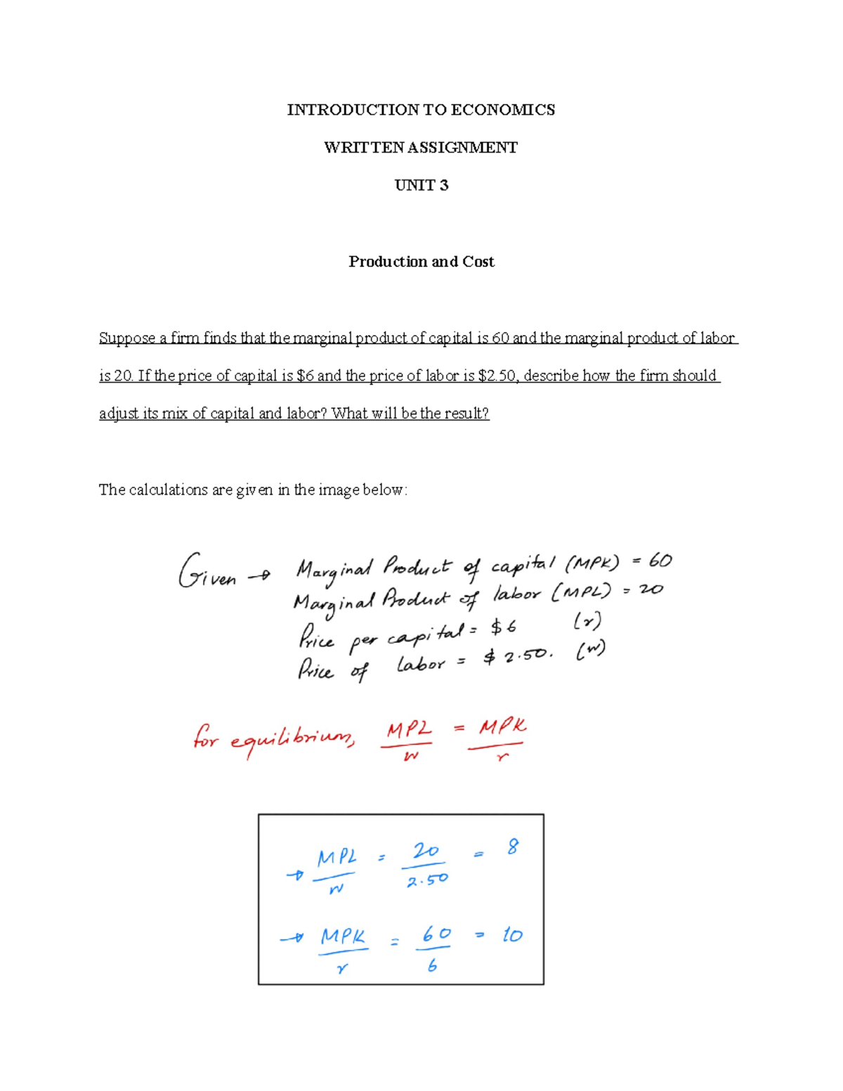 economics 3.05 assignment