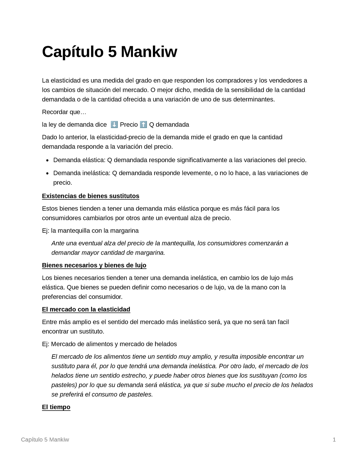 Captulo 5 Mankiw - Resumen - Capítulo 5 Mankiw La Elasticidad Es Una ...