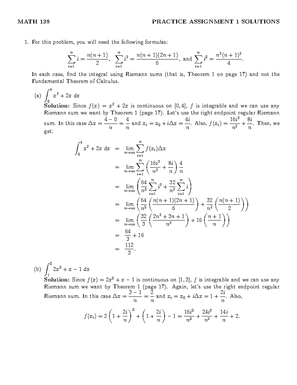 Assign 1 - 138 - W20 Solutions - MATH 138 PRACTICE ASSIGNMENT 1 ...