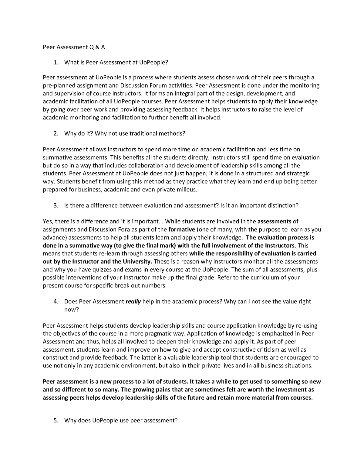 Peer Assessment FAQ document - Peer Assessment Q & A What is Peer ...