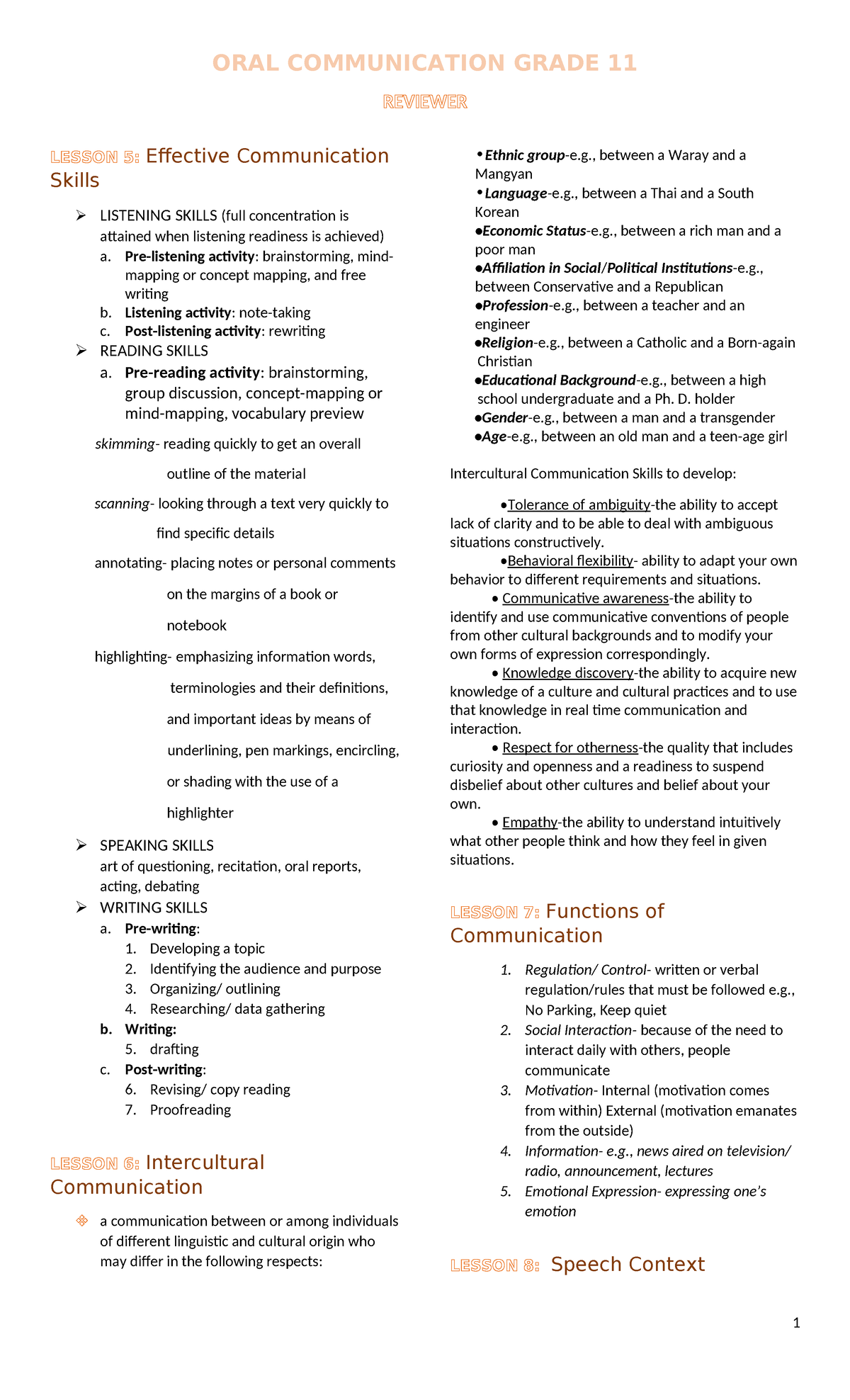 OC-reviewer-L5-L9 - Lesson - ORAL COMMUNICATION GRADE 11 REVIEWER ...
