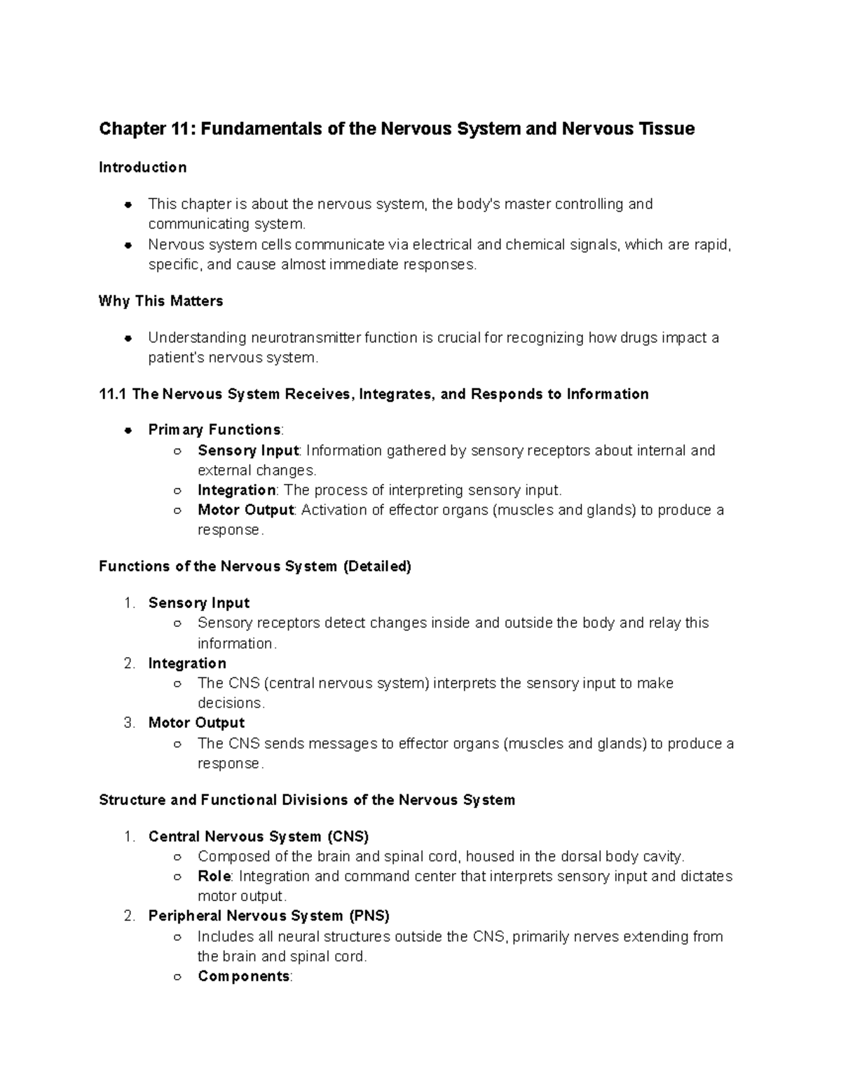 Chapter 11 Fundamentals of the Nervous System and Nervous Tissue ...