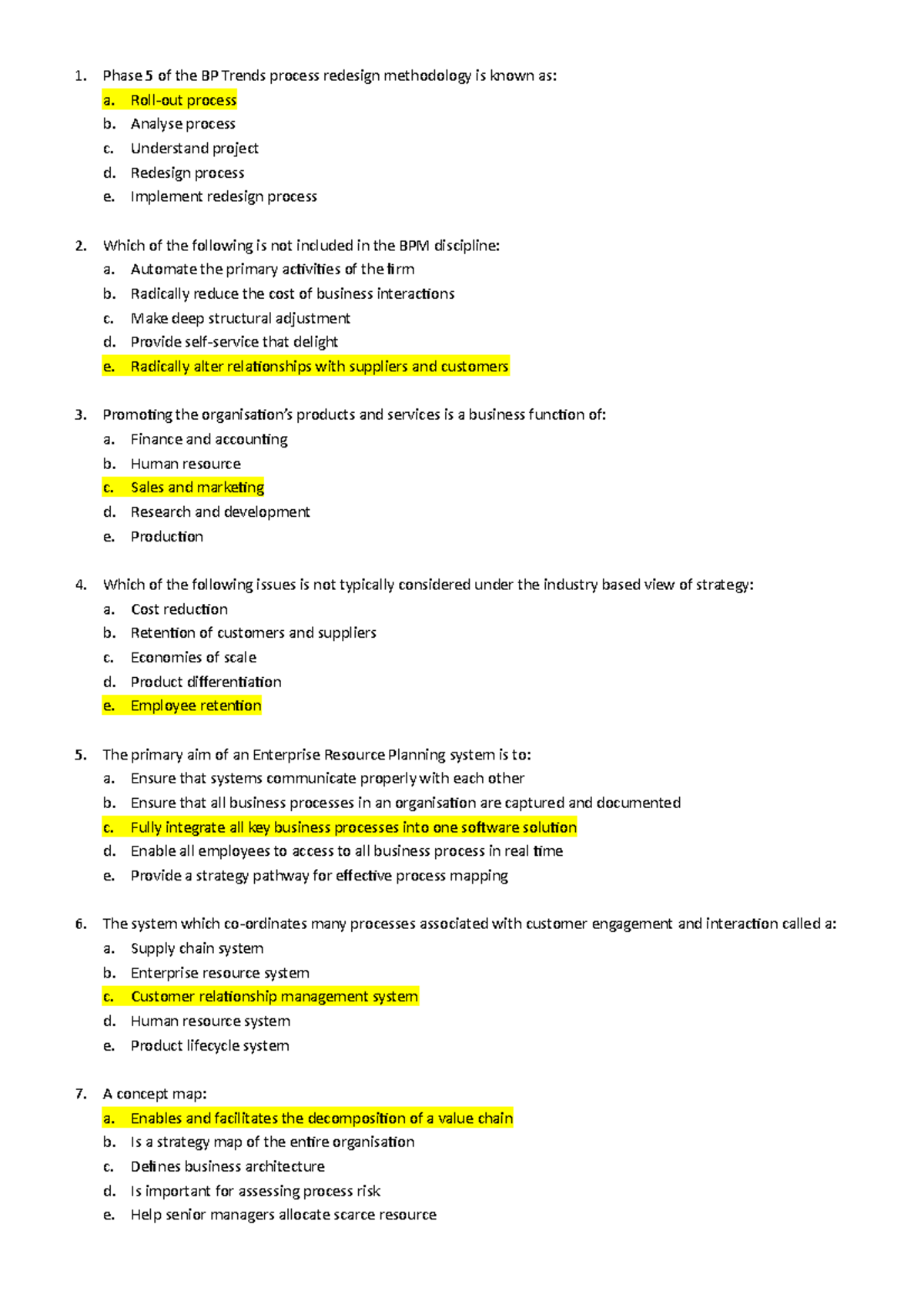 Sample/practice exam 2019, questions and answers - Phase 5 of the BP ...