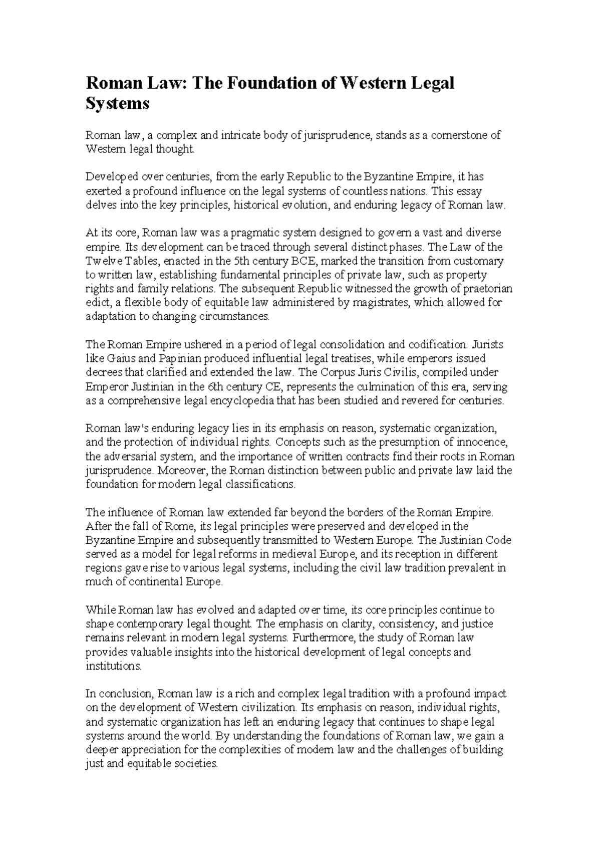 Roman Law - Developed over centuries, from the early Republic to the ...