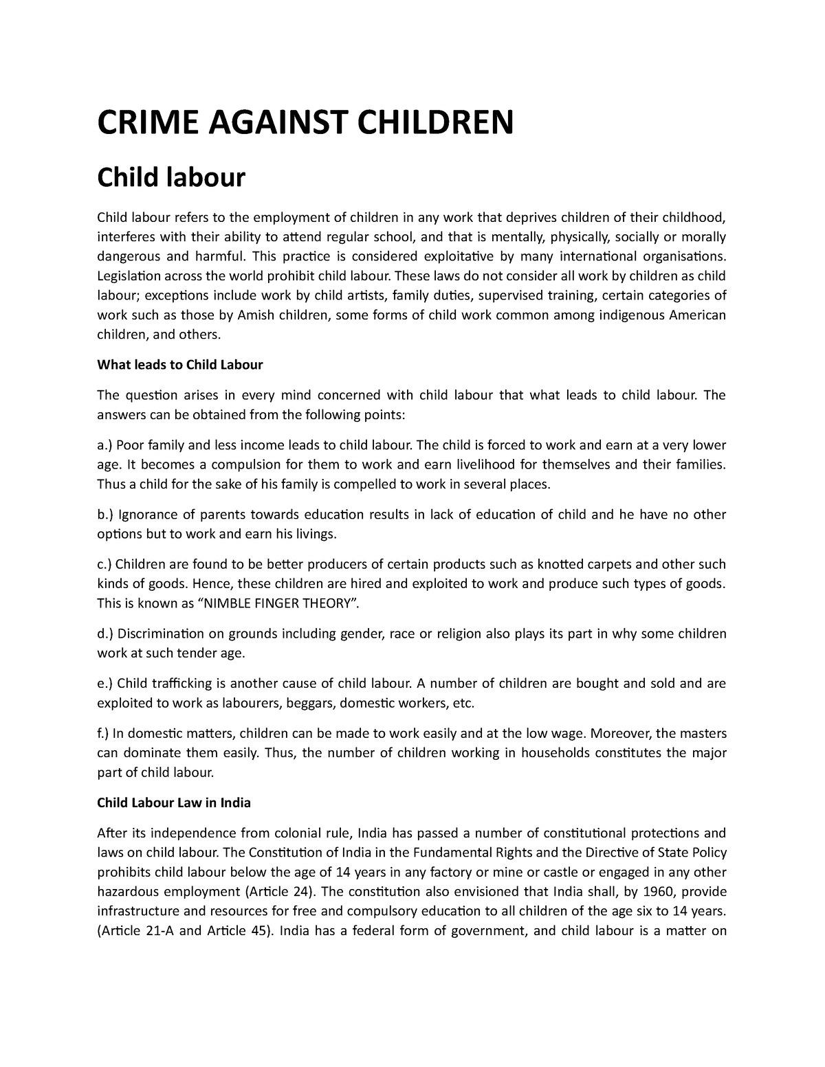 Crime Against Children CRIME AGAINST CHILDREN Child Labour Child   Thumb 1200 1553 