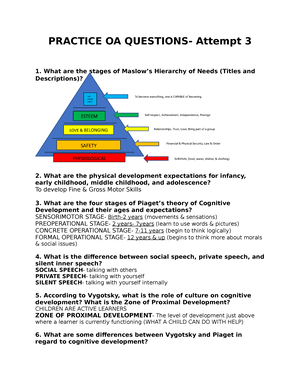 Piaget's cognitive development stages and maslow's hierarchy of needs