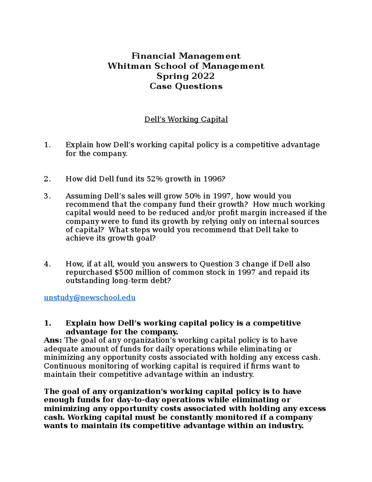 dell working capital case study