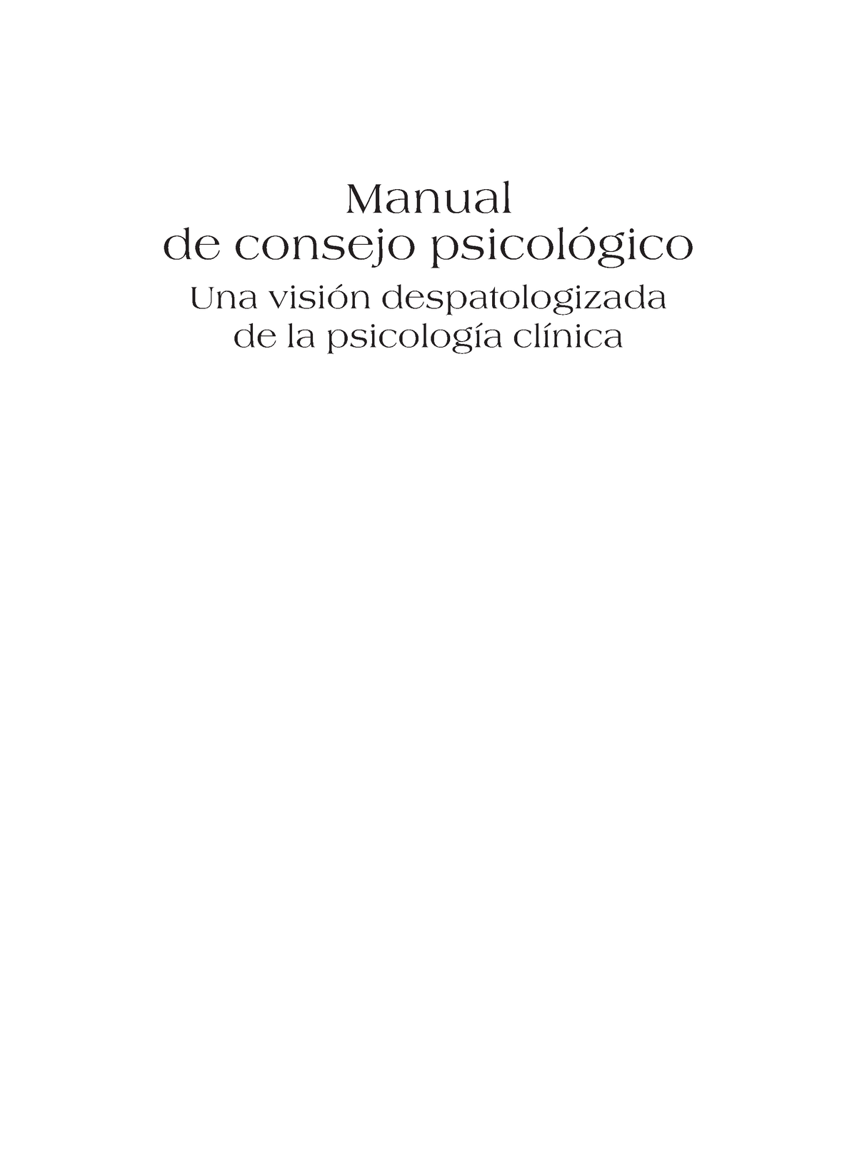 9788497567961 - Manual De Consejo Psicológico Una Visión ...