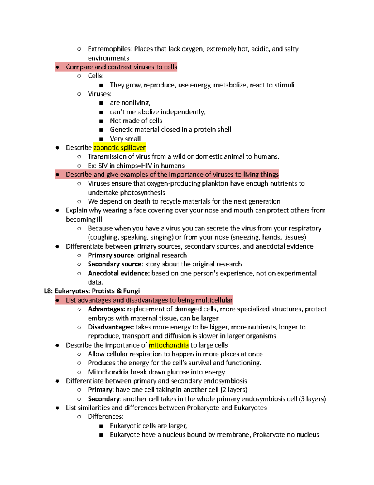 UCSD BIO learning objectives 10 Extremophiles Places that lack