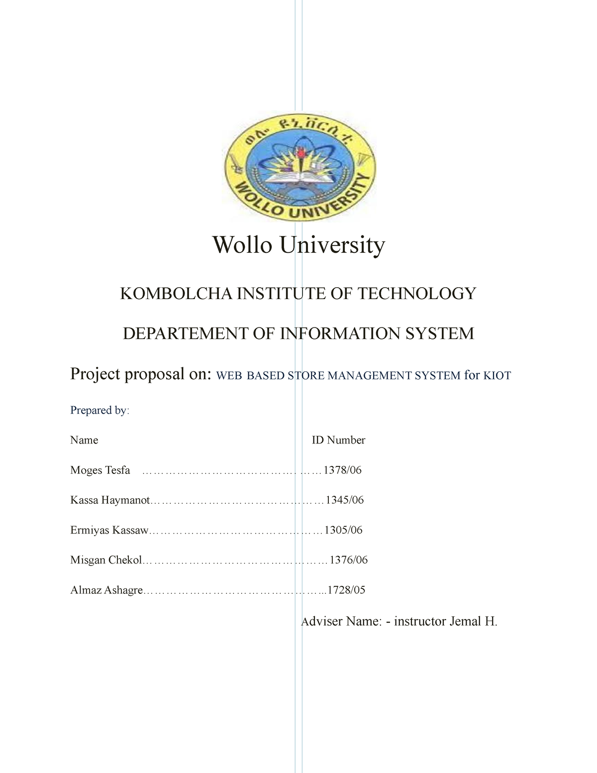 wollo university research proposal sample pdf