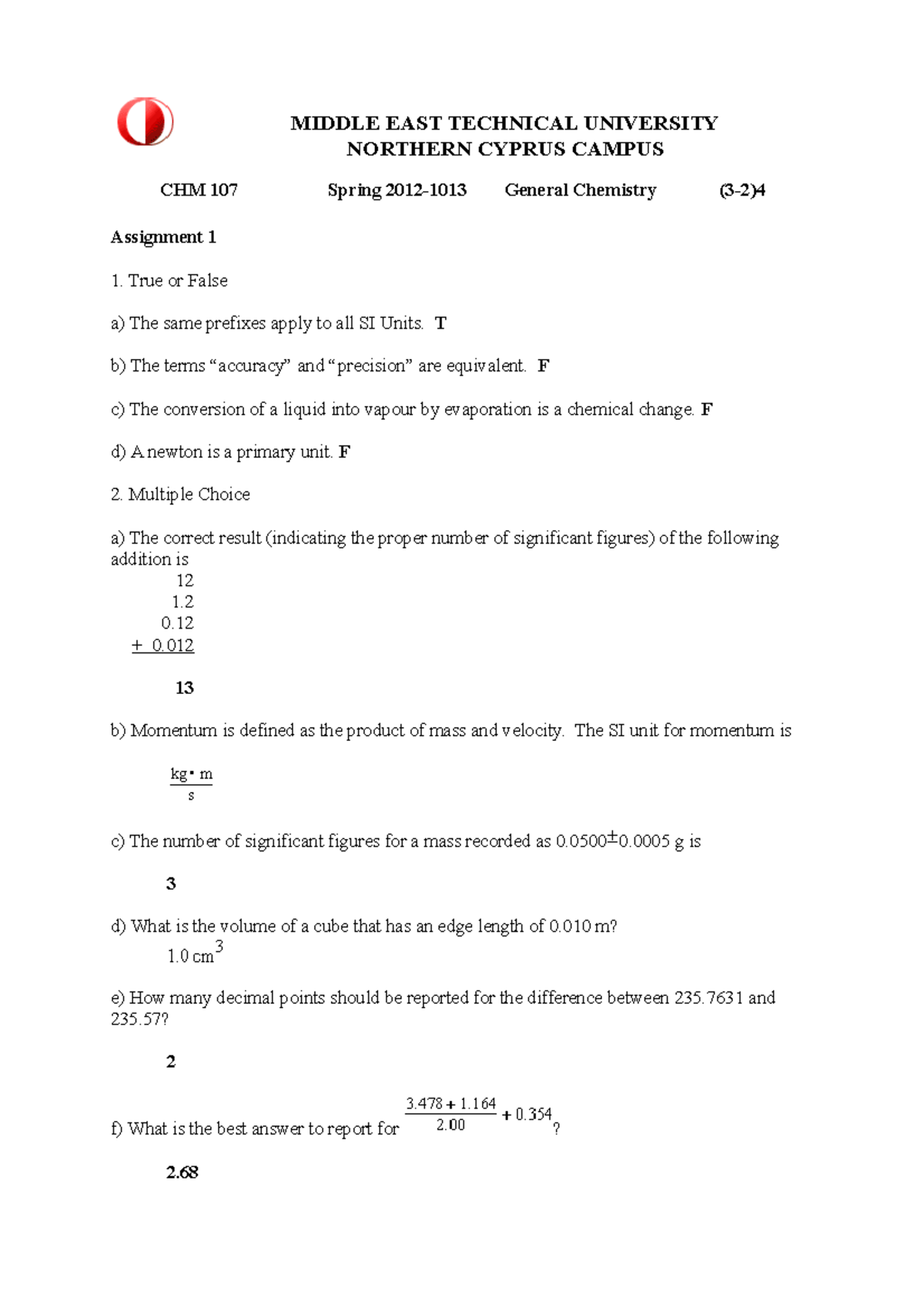 Chapter 1 Exercise 1 Answers - MIDDLE EAST TECHNICAL UNIVERSITY ...