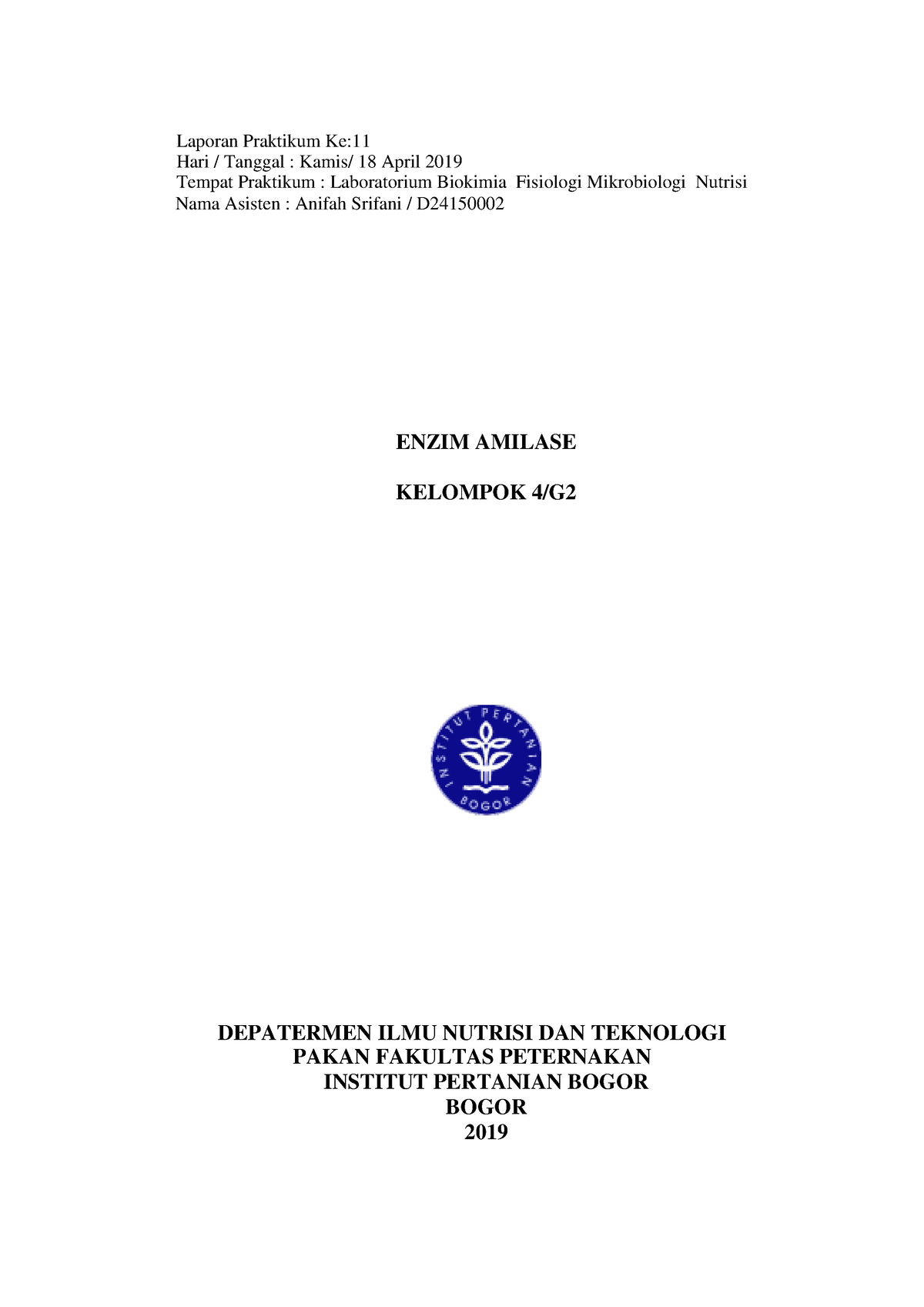 Biokim 11 Laporan Praktikum Mengenai Enzim Amilase Laporan