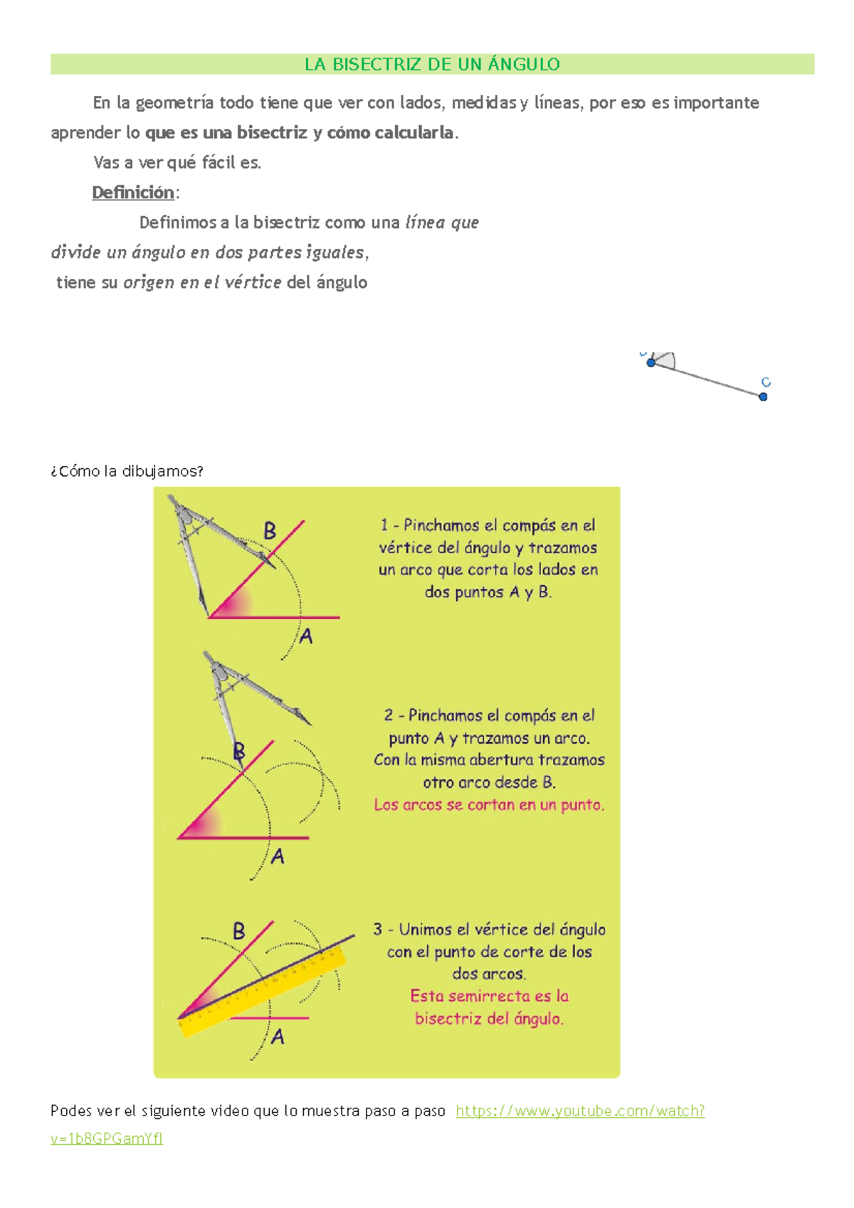 Bisectriz De Un Ángulo Tp De Nivelacion La Bisectriz De Un Ángulo En La Geometría Todo Tiene 