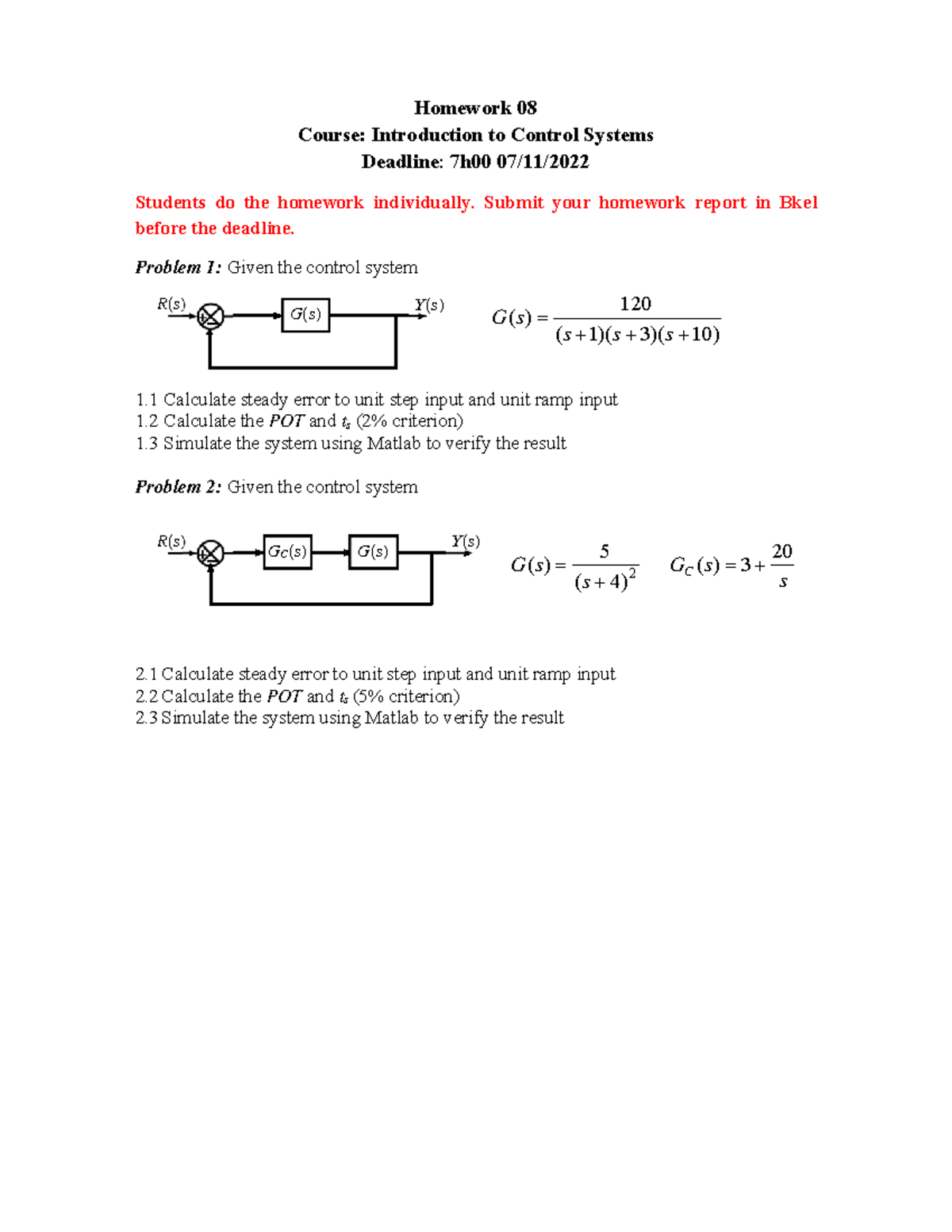 Homework 08 Intro Ctrl Sys Semester 221 - Homework 08 Course ...
