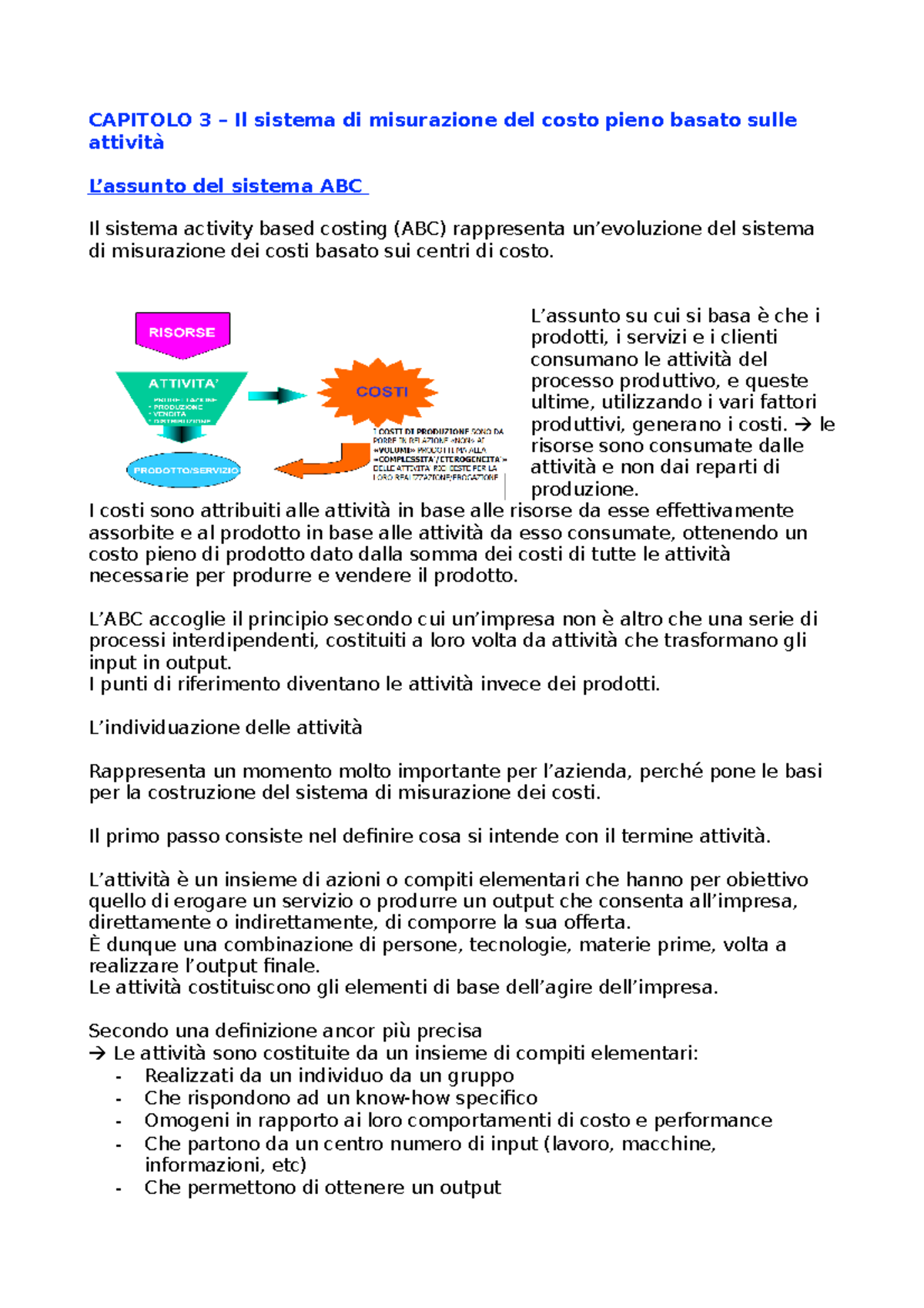 Capitolo 3 programmazione e controllo CAPITOLO 3 Il sistema di misurazione del costo pieno