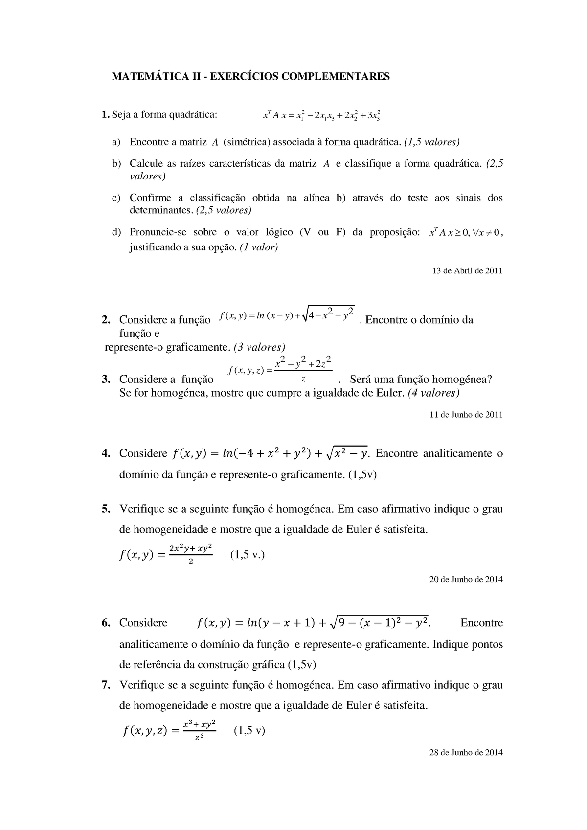 Exerc Ã­cios Complementares De Matem Ã¡tica II-1 - MATEMÁTICA II ...