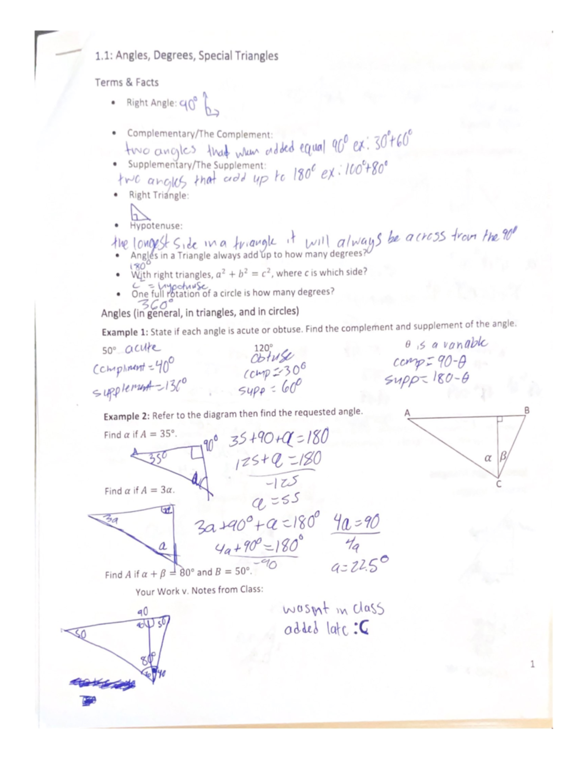 1.1 Angles, Degrees, Special Triangles - 175 - Studocu