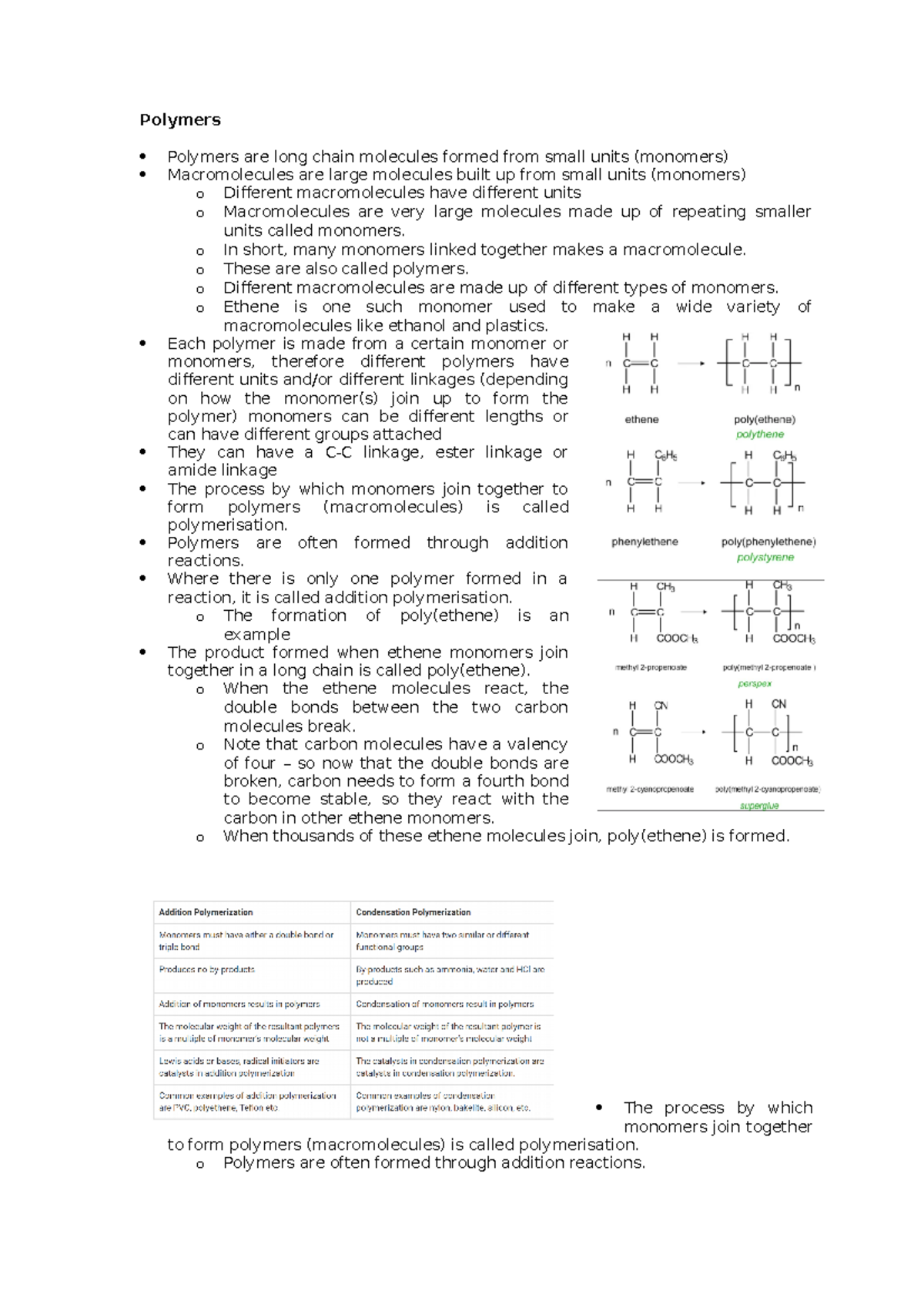 Polymers And Reaction Types - Polymers Polymers Are Long Chain 