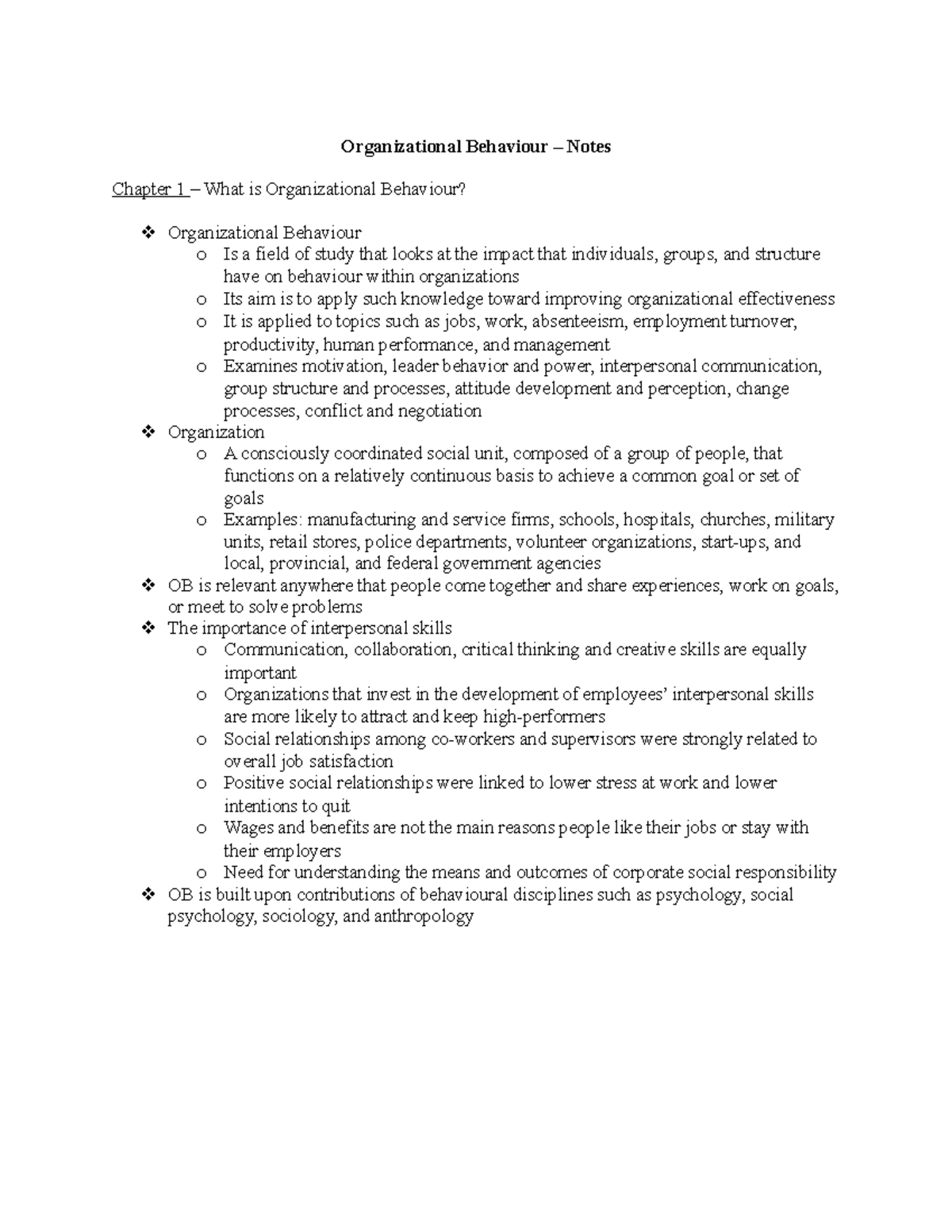 Organizational-Behaviour- Lecture- Notes - Organizational Behaviour ...