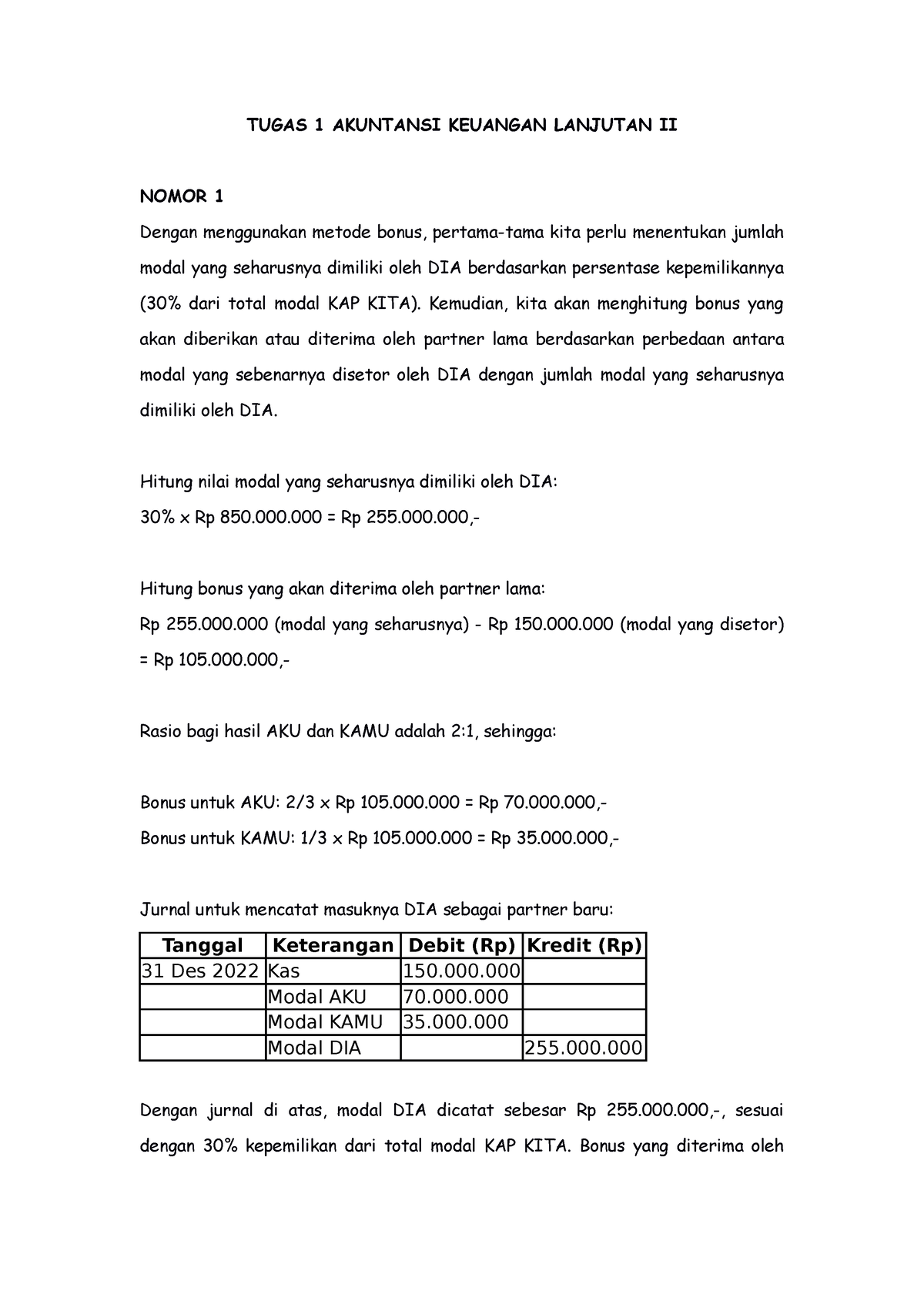 Tugas 1 Akuntansi Keuangan Lanjutan N II - TUGAS 1 AKUNTANSI KEUANGAN ...