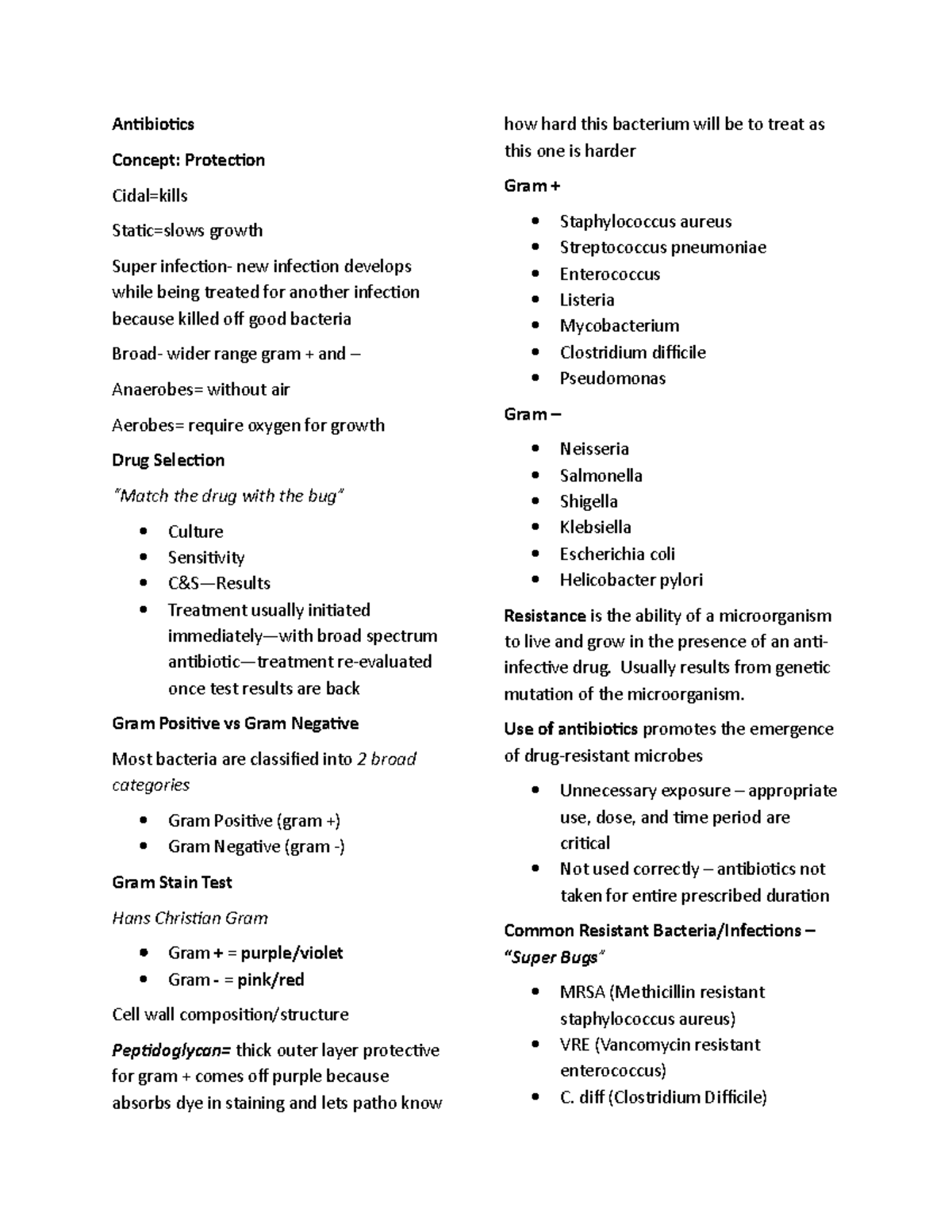 Antibiotics and oncology notes Antibiotics Concept Protection Cidal