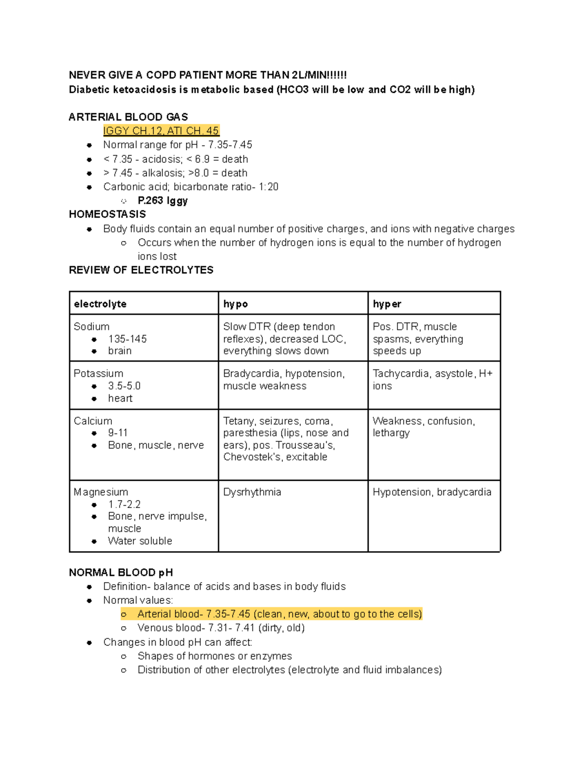 ABG Guided Notes - NEVER GIVE A COPD PATIENT MORE THAN Diabetic ...