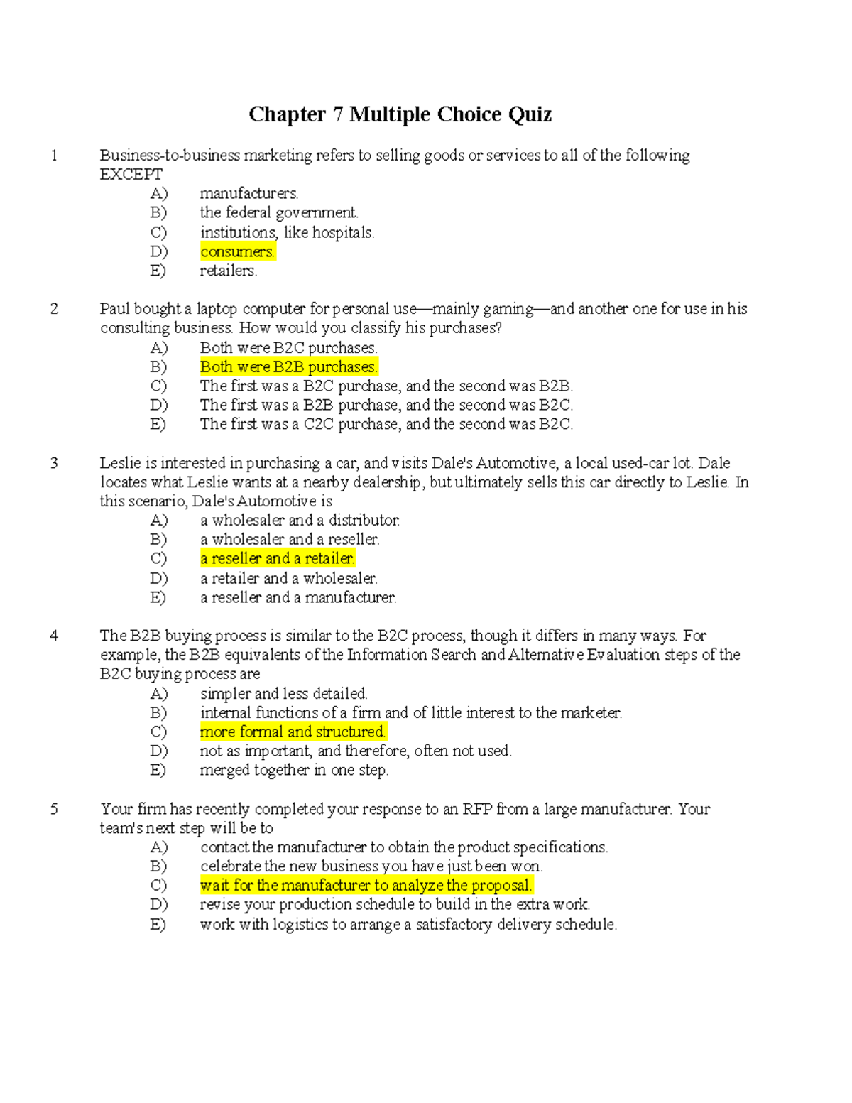 assignment chapter 7 multiple choice quiz