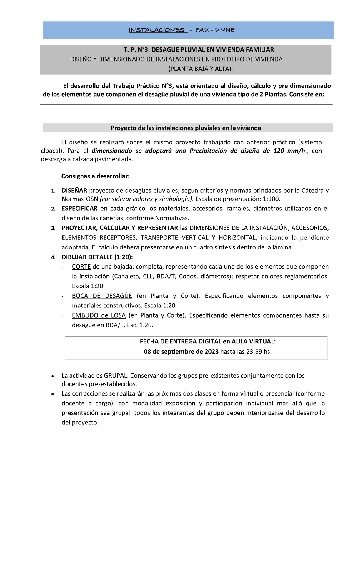 Consigna Tp Pluviales El Desarrollo Del Trabajo Prctico N Est Orientado Al