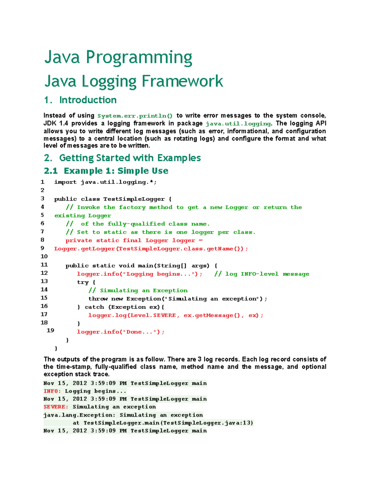 Java Programming Tutorial 110 - Java Programming Java Logging Framework ...