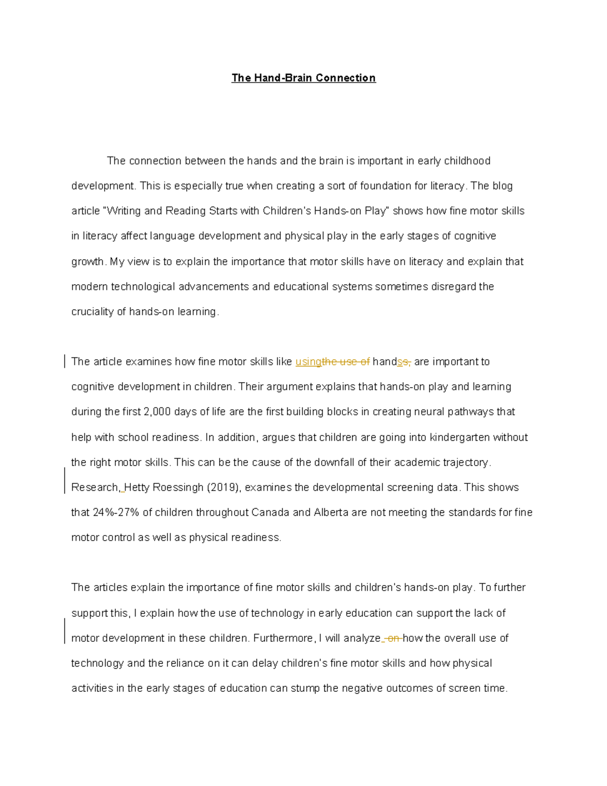 The Hand-Brain Connection Draft . - The Hand-Brain Connection The ...