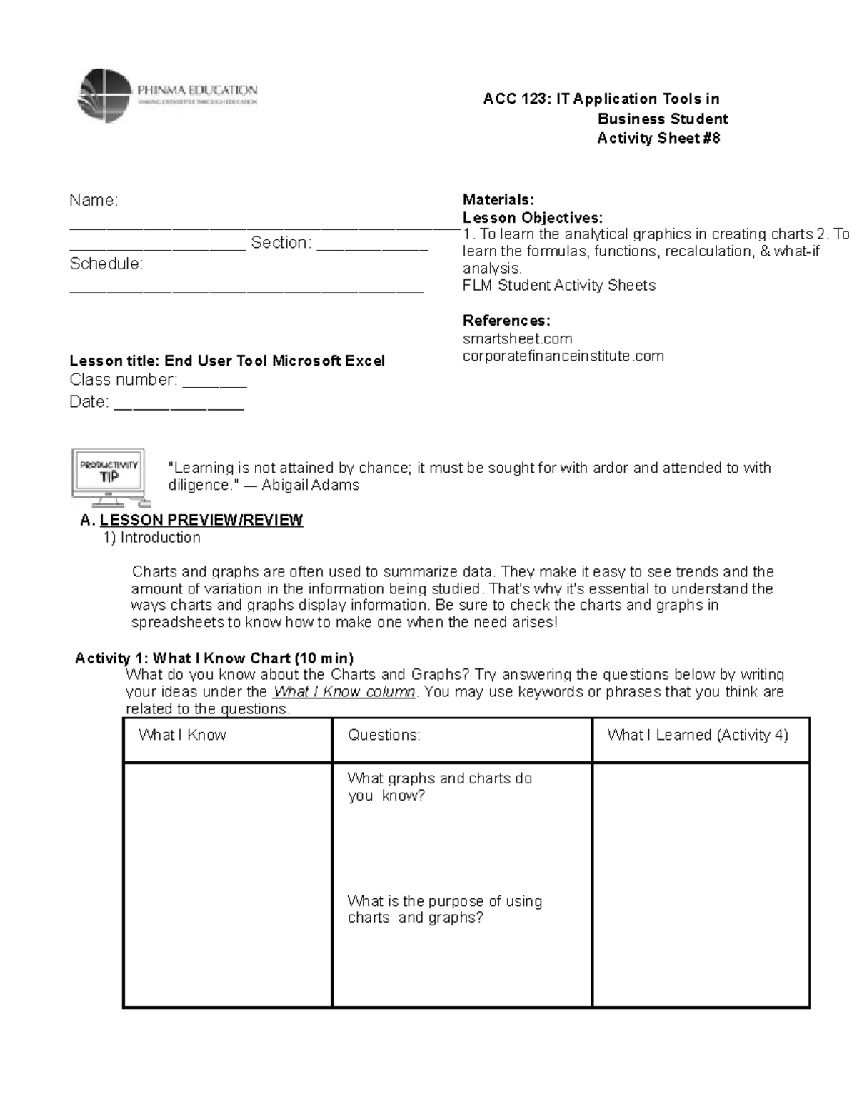 Copy of SAS#8-ACC123 - ACCOUNTANCY - ACC 123: IT Application Tools in ... image.
