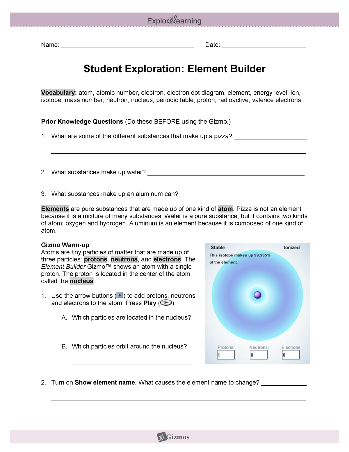 502149800 Gizmo Element Builder Worksheet Studocu